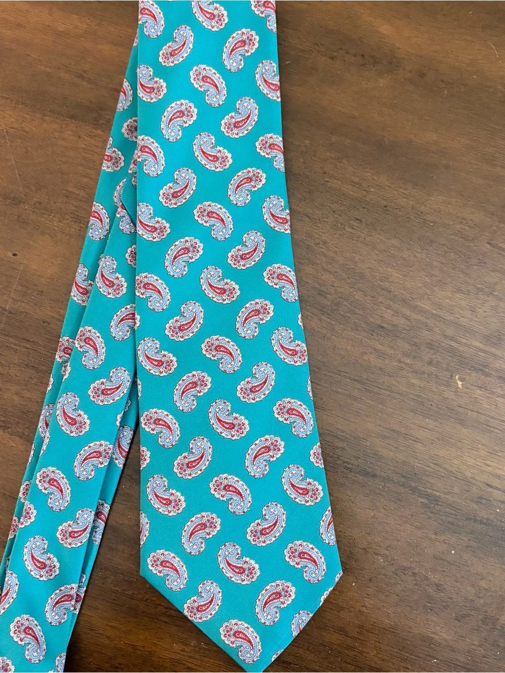 Italian Handmade Silk Men’s Neck Tie Turquoise paisley Business Classic Retro